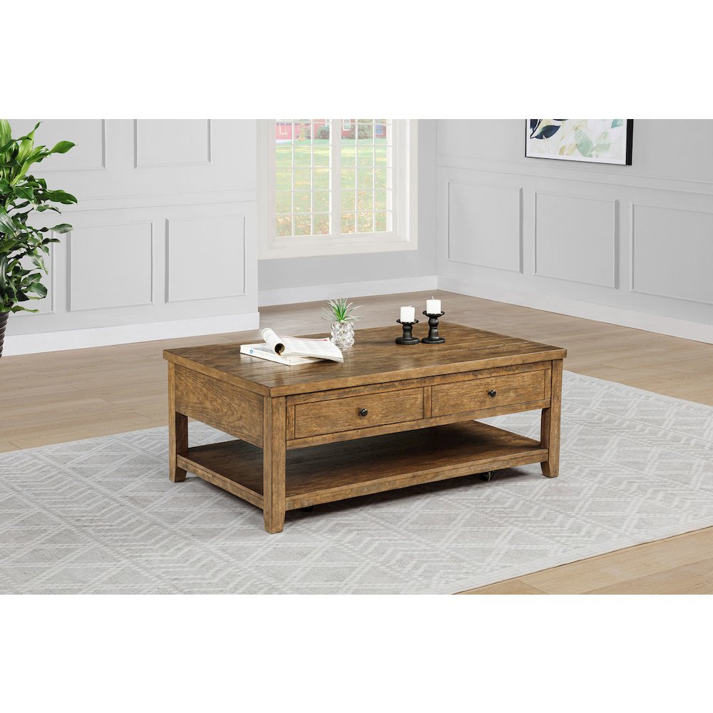 Payne 48-inch Mobile Lift Top Coffee Table Distressed Brown