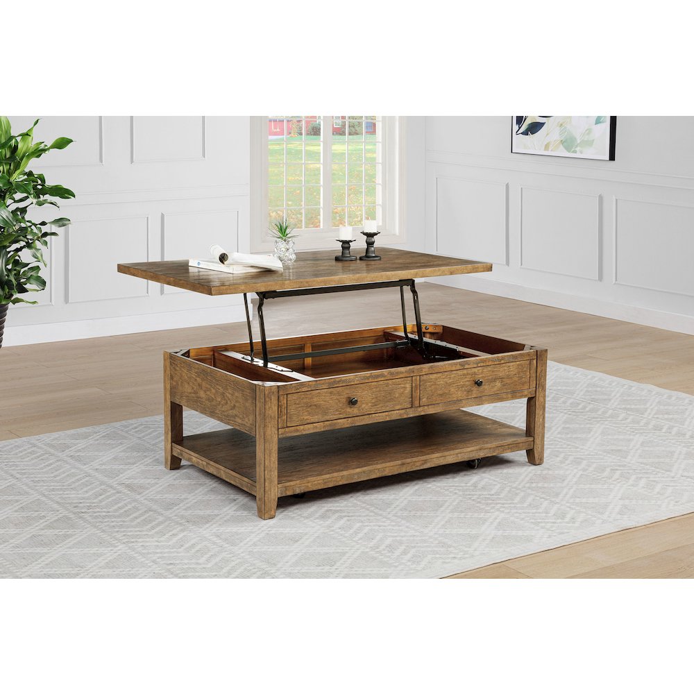 Payne 48-inch Mobile Lift Top Coffee Table Distressed Brown