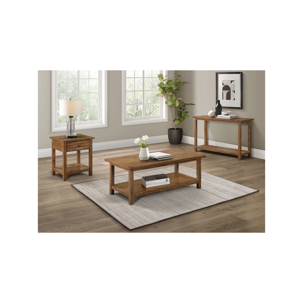 Payne 1-drawer Wood End Table with Shelf Distressed Brown