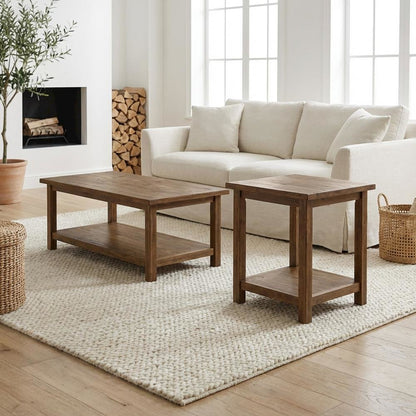 Distressed 3-Piece Living Room Table Set, Rectangular Coffee and End Tables