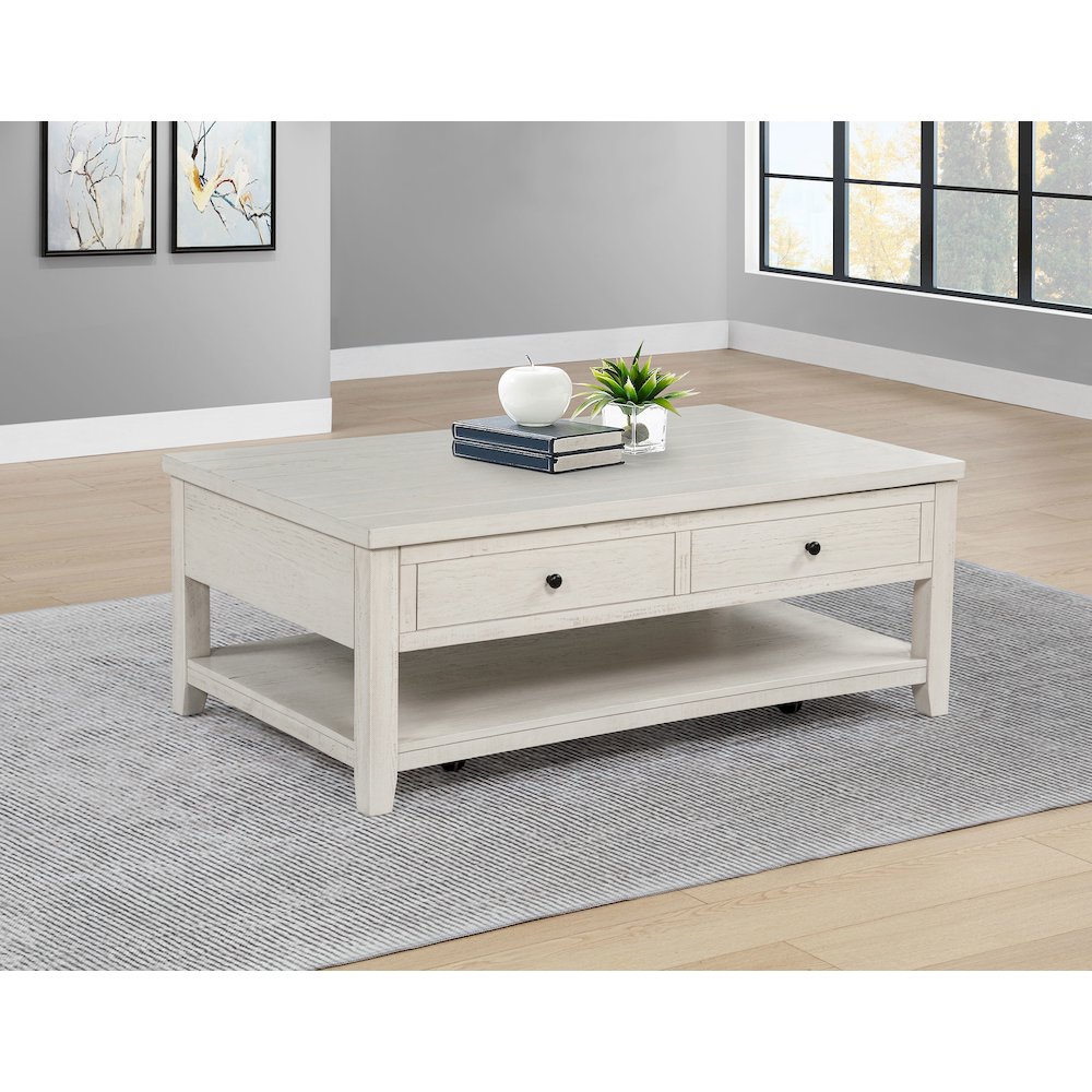 Payne 48-inch Mobile Lift Top Coffee Table Distressed White