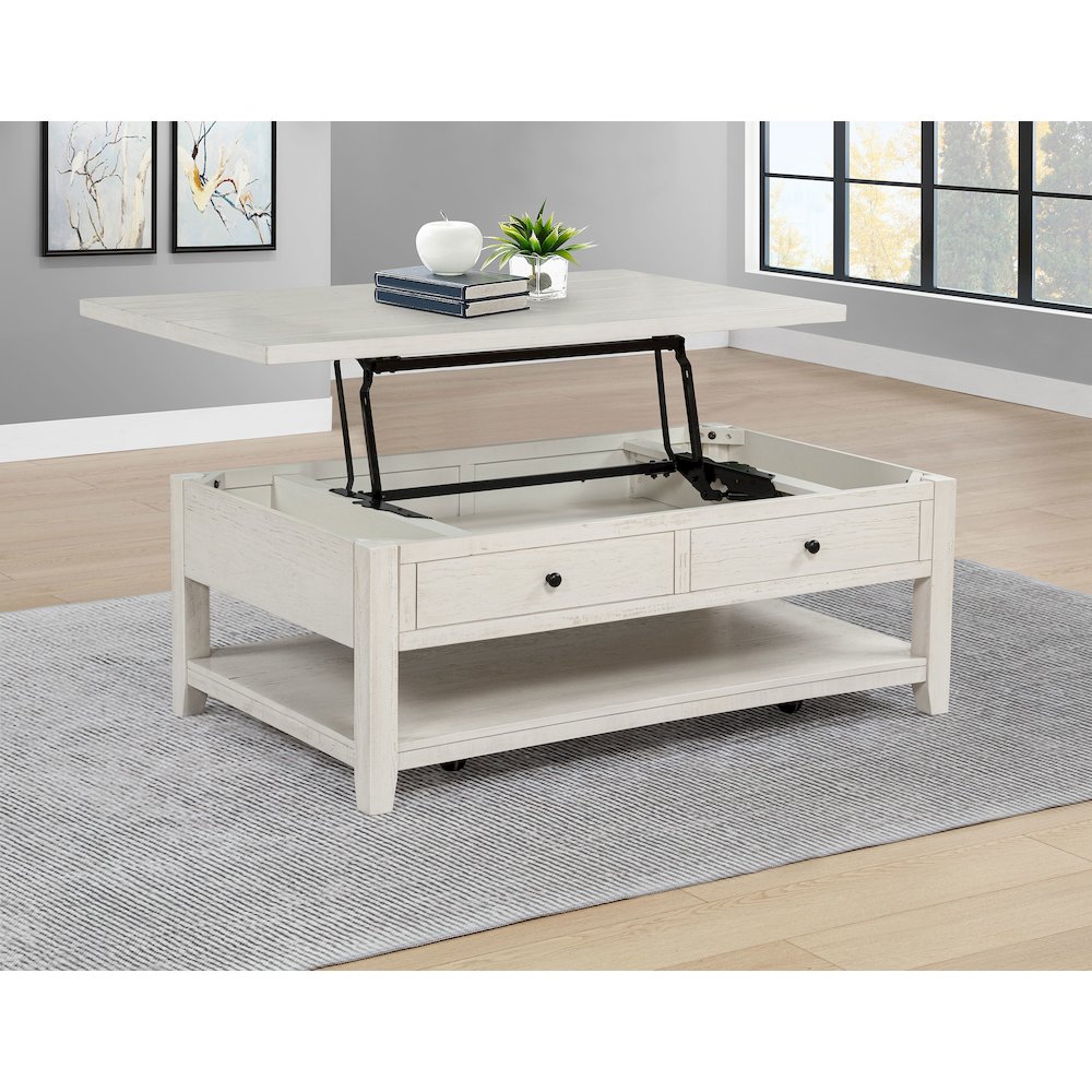 Payne 48-inch Mobile Lift Top Coffee Table Distressed White
