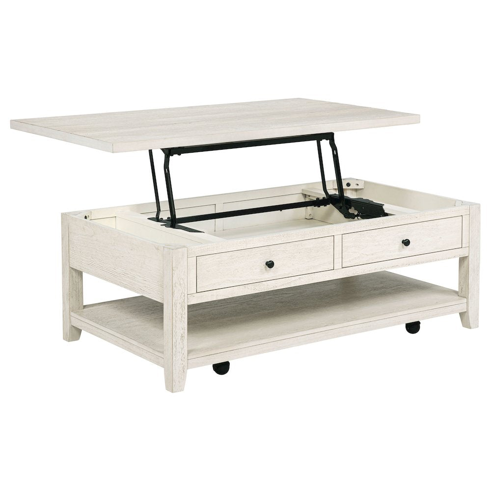 Payne 48-inch Mobile Lift Top Coffee Table Distressed White