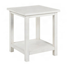 Farmhouse Wood End Table with Open Shelf, Small Side Table, Distressed White