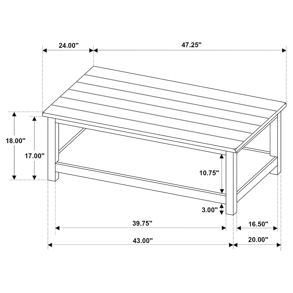 Payne Wood Coffee Table with Shelf Java