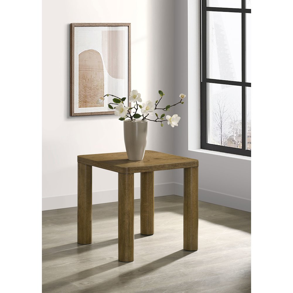 Castlewood Engineered Wood Accent Side End Table Brown Oak