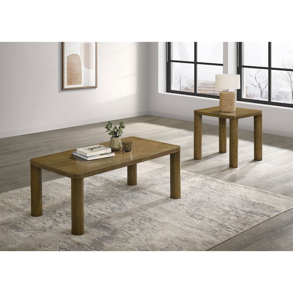 Castlewood Engineered Wood Accent Side End Table Brown Oak