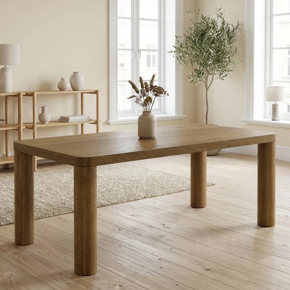 Brown Oak Rectangular Coffee Table Engineered Wood with Transitional Design