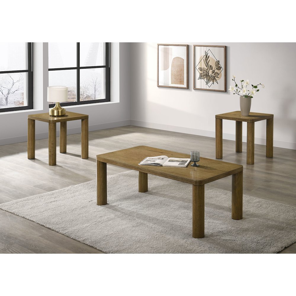 Castlewood 3-piece Cocktail Coffee Table Set Brown Oak
