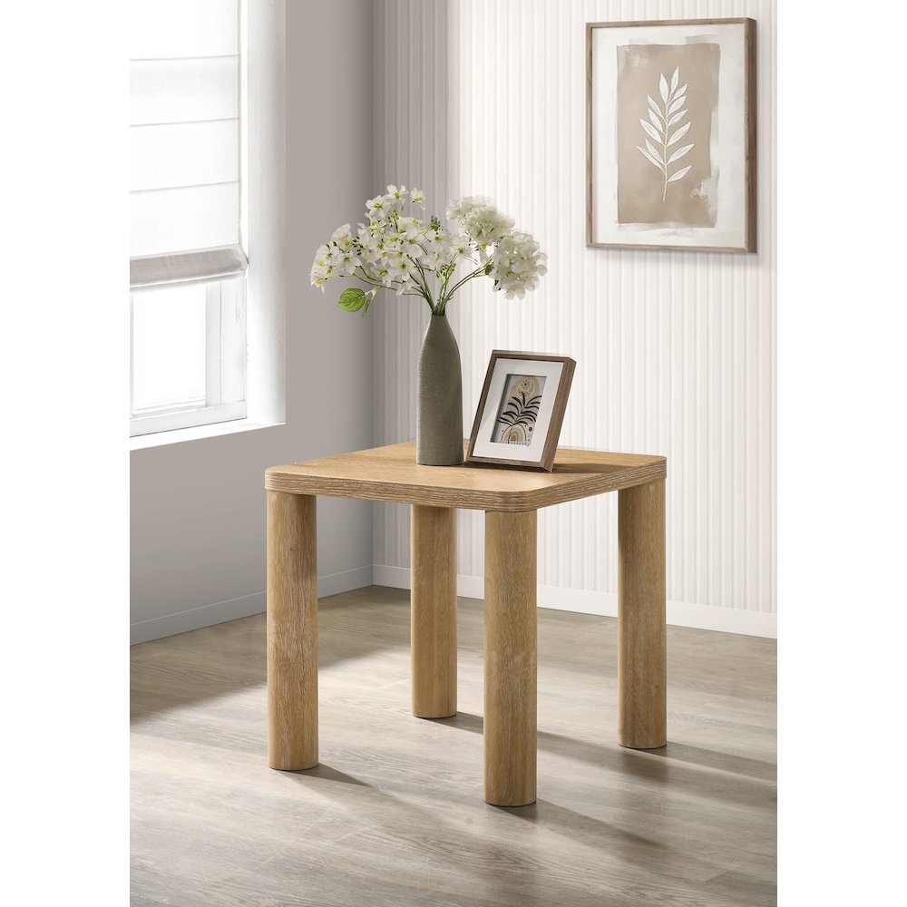 Castlewood Engineered Wood Accent Side End Table Light Oak
