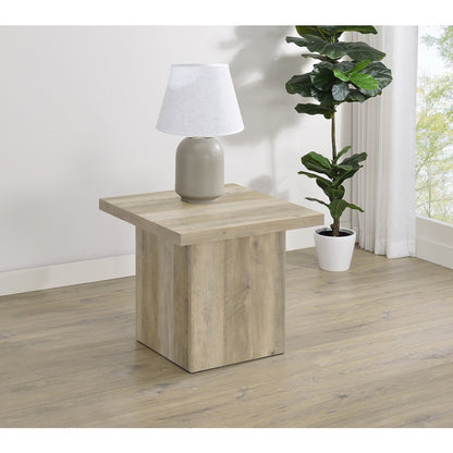 Devar Square Engineered Wood End Table Distressed Pine