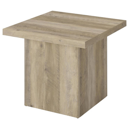 Devar Square Engineered Wood End Table Distressed Pine