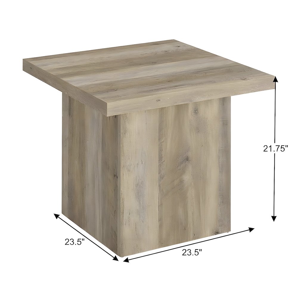 Distressed Engineered Wood Square End Table for Living Room or Bedroom, Brown