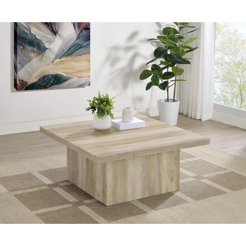 Devar Square Engineered Wood Coffee Table Distressed Pine