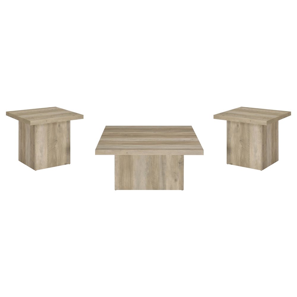 Devar 3-piece Square Coffee End Table Set Distressed Pine