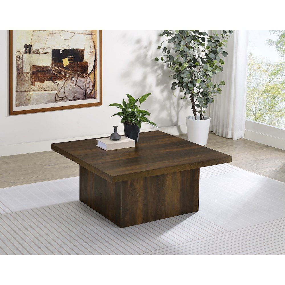 Devar Square Engineered Wood Cocktail Coffee Table Dark Pine