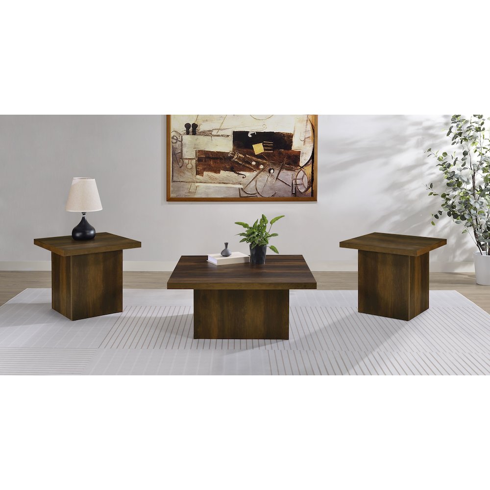 Devar 3-piece Square Coffee and End Table Set Dark Pine