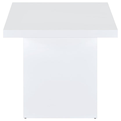 Devar Square Engineered Wood Side End Table White High Gloss