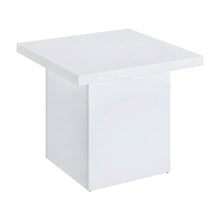 High-Gloss Melamine Square Side Table, Contemporary Base, White