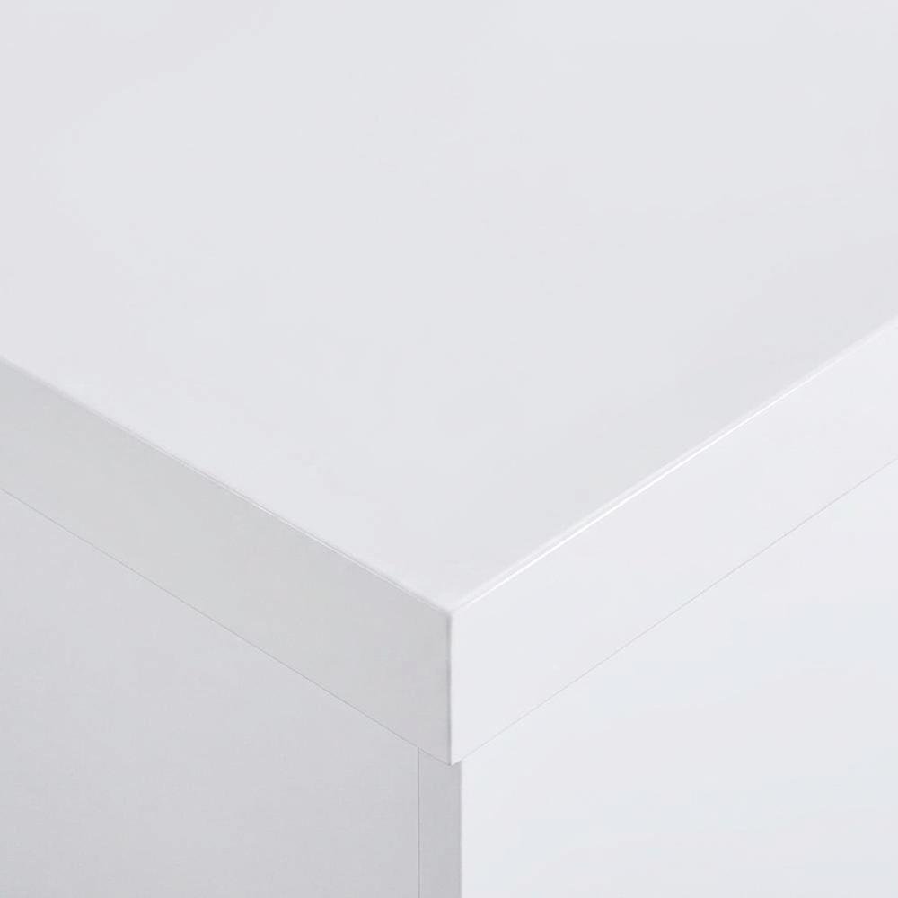 High-Gloss Melamine Square Side Table, Contemporary Base, White
