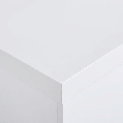 High-Gloss Melamine Square Side Table, Contemporary Base, White