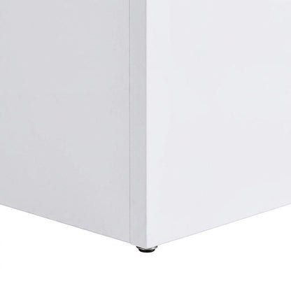 High-Gloss Melamine Square Side Table, Contemporary Base, White