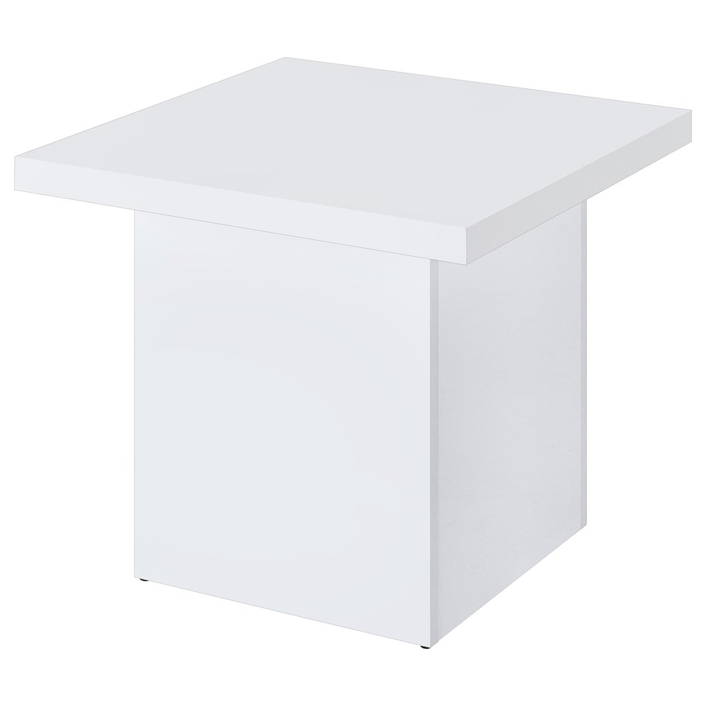 Devar 2-piece Square Coffee End Table Set White High Gloss