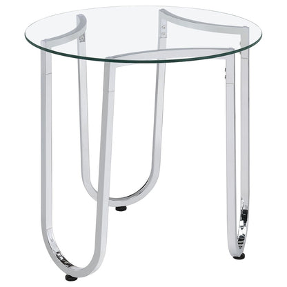 Beller 2-piece Round Tempered Glass Top Coffee Table Set Chrome