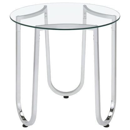 Beller 2-piece Round Tempered Glass Top Coffee Table Set Chrome