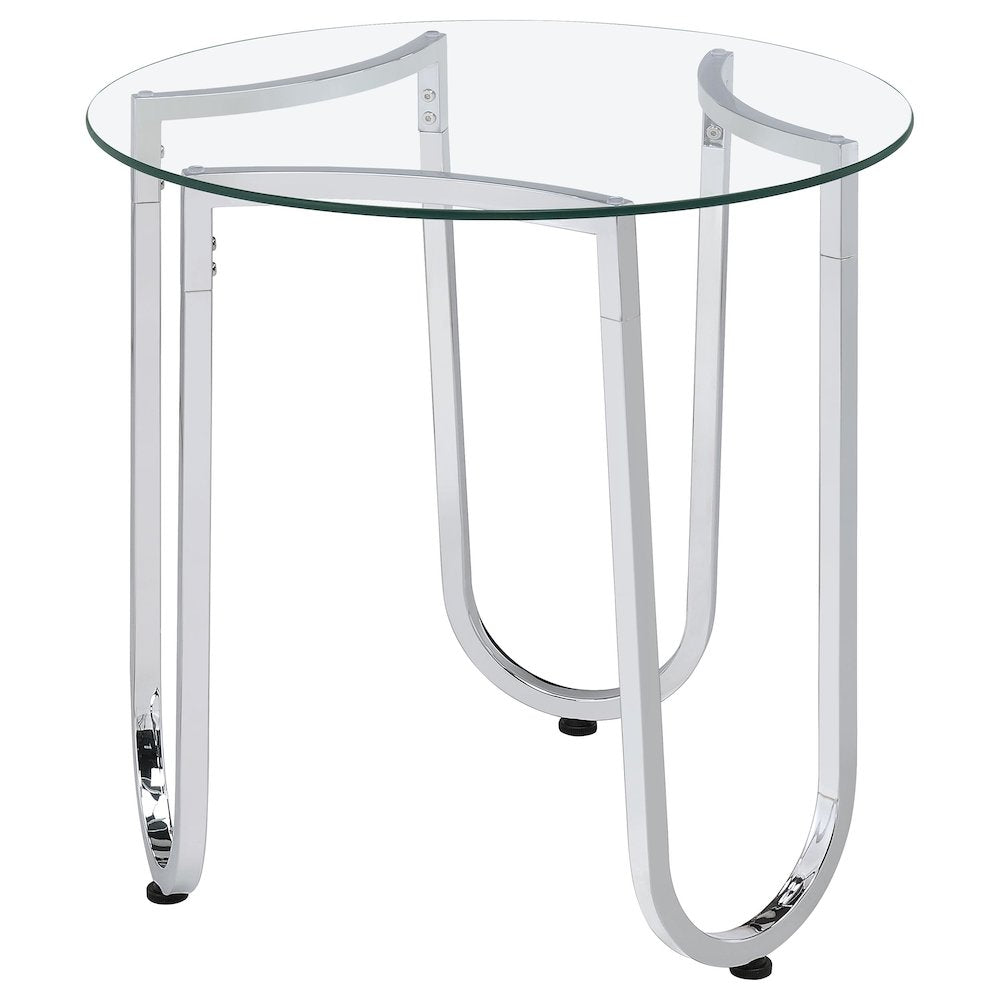 Beller 2-piece Round Tempered Glass Top Coffee Table Set Chrome