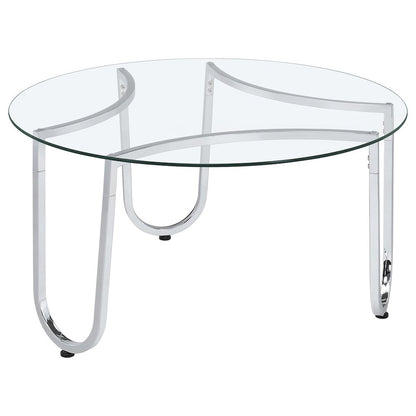 Beller 2-piece Round Tempered Glass Top Coffee Table Set Chrome