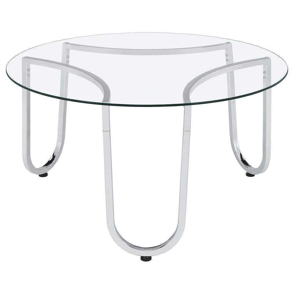 Beller 2-piece Round Tempered Glass Top Coffee Table Set Chrome