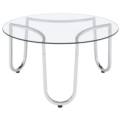 Beller 2-piece Round Tempered Glass Top Coffee Table Set Chrome