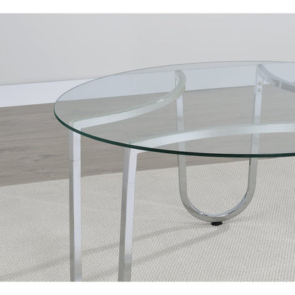 Beller 2-piece Round Tempered Glass Top Coffee Table Set Chrome