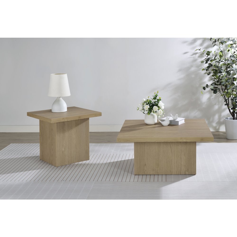 Devar 2-piece Square Cocktail Coffee End Table Set Latte