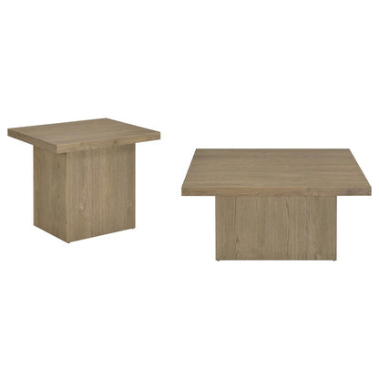 Devar 2-piece Square Cocktail Coffee End Table Set Latte