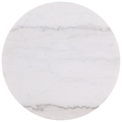 Jason Round White Marble Top Side End Table Greige