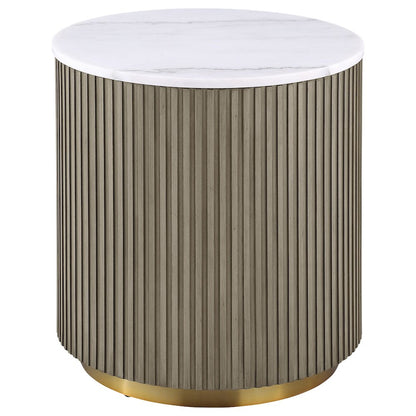 Jason 3-piece Round White Marble Coffee Table Set Greige