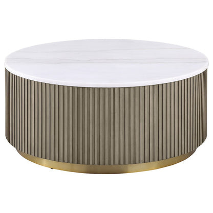Jason 3-piece Round White Marble Coffee Table Set Greige