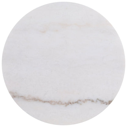 Jason Round White Marble Top Side End Table Honey Brown
