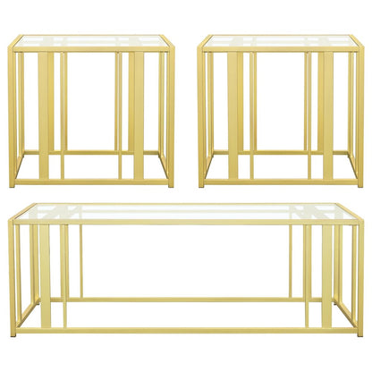 Adri 3-piece Coffee and End Table Set Matte Brass