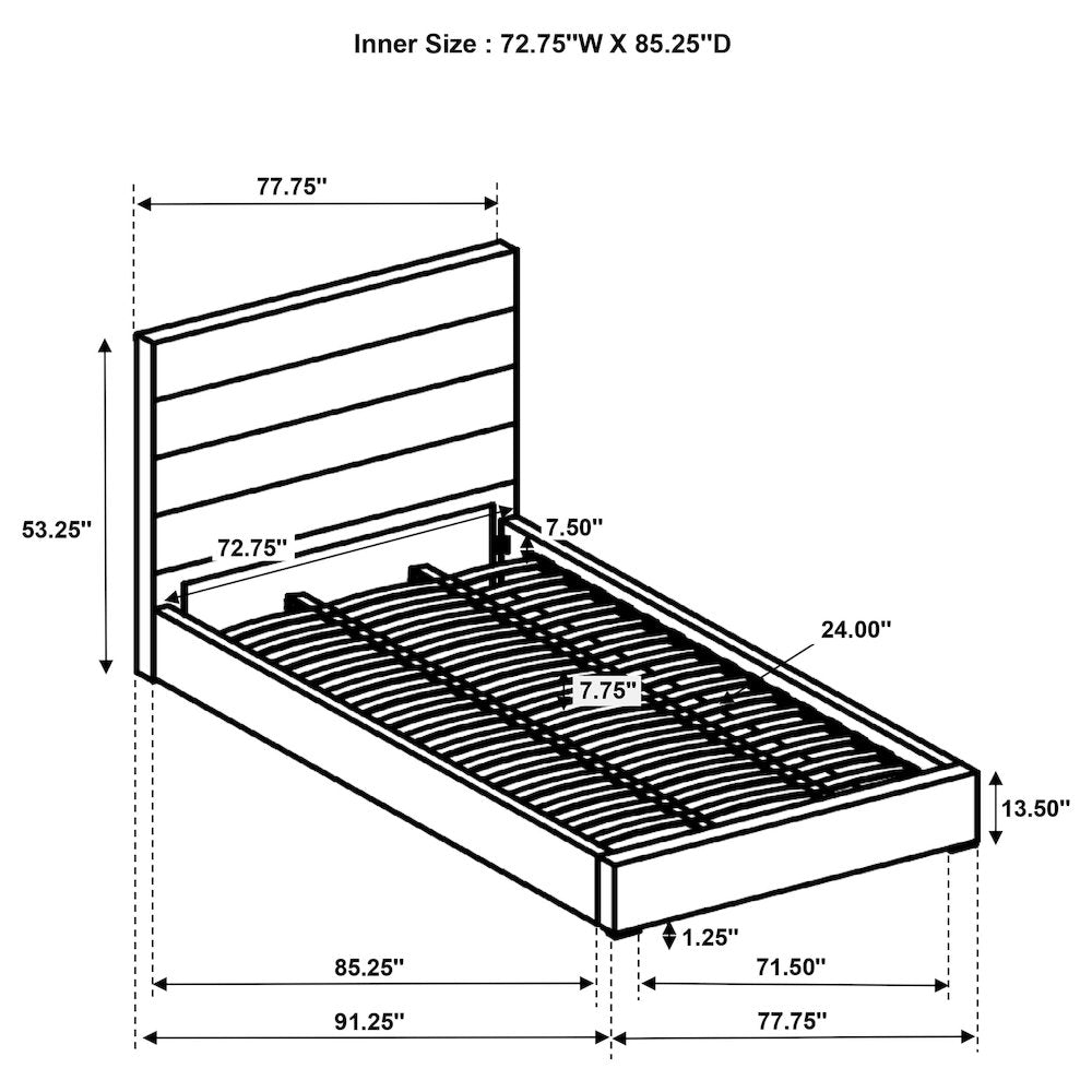 Felicity 53-inch Upholstered California King Bed White