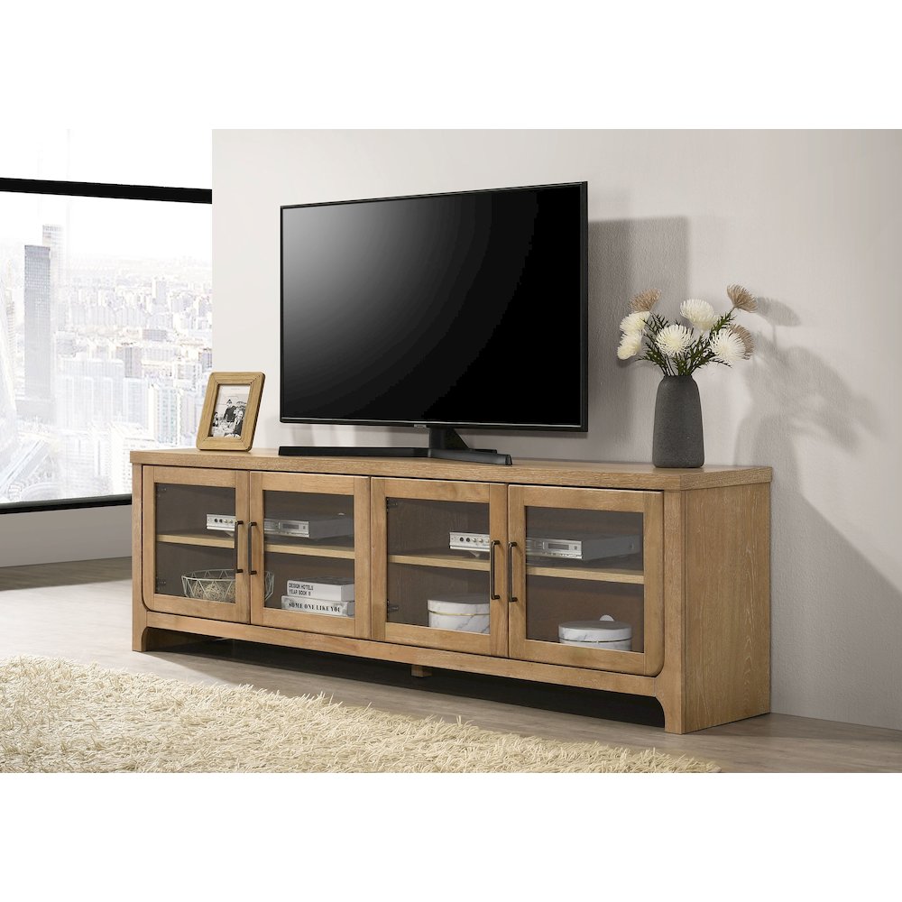 Brenham 79-inch 4-door TV Stand Media Console Light Oak