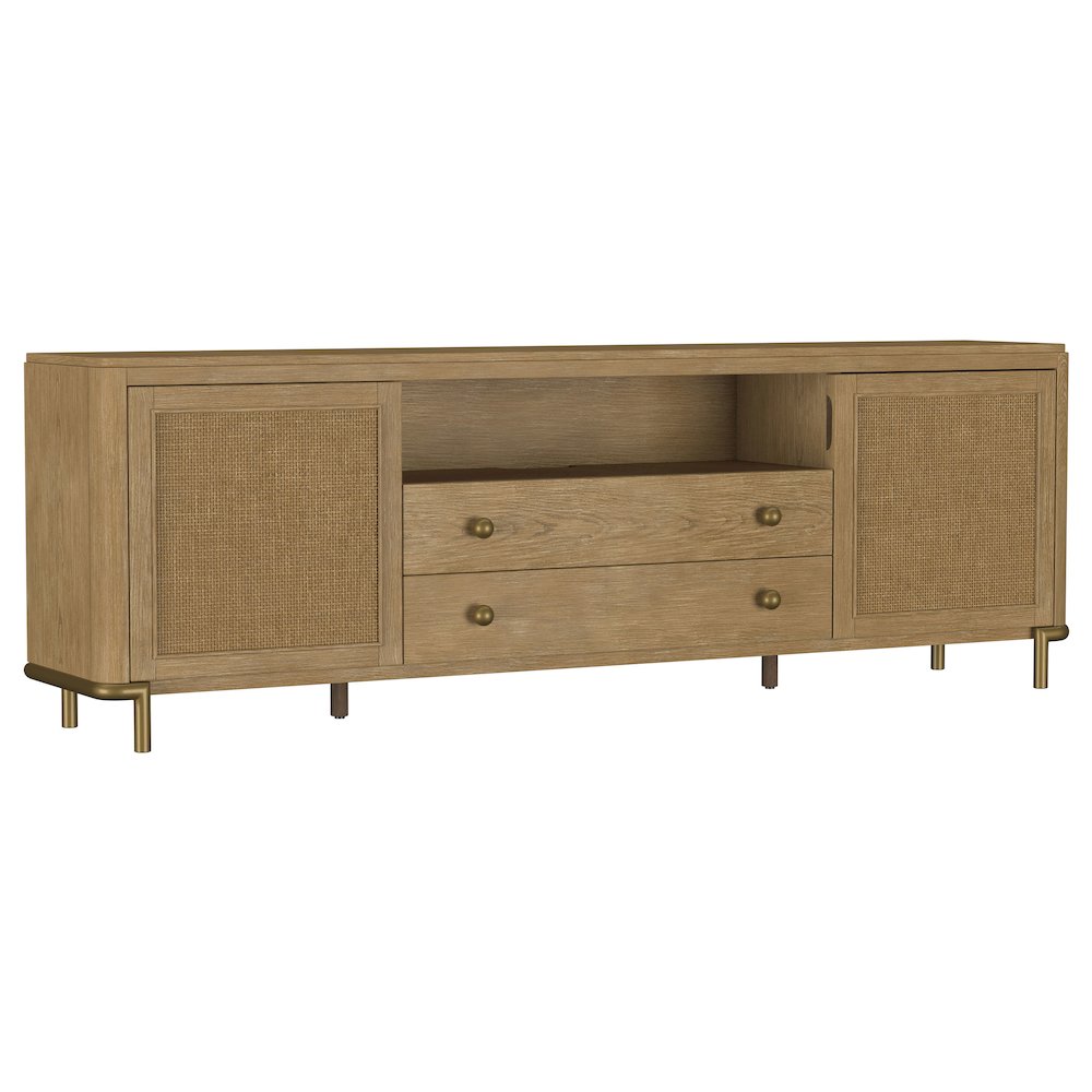 Arini Rattan Cane 2-door TV Stand Media Console Sand Wash