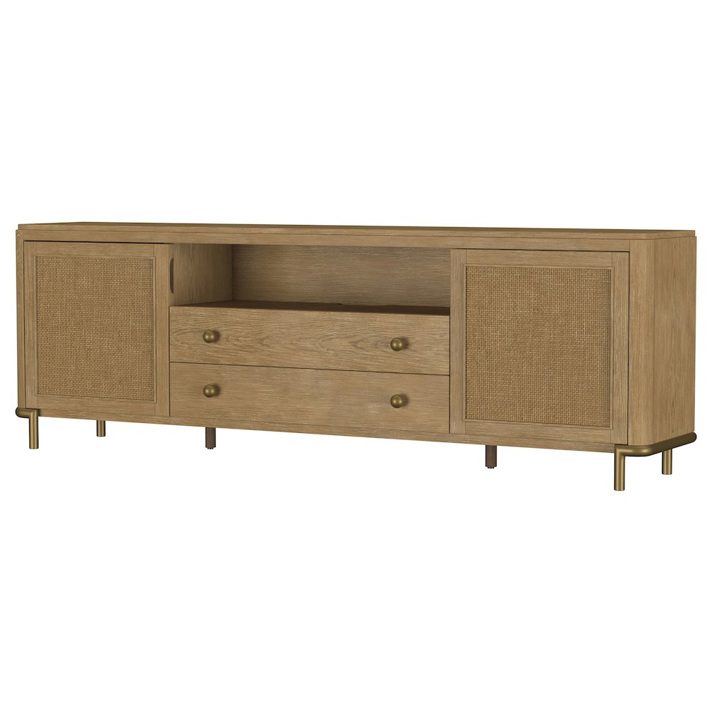 Arini Rattan Cane 2-door TV Stand Media Console Sand Wash