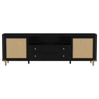 Arini Rattan Cane 2-door TV Stand Media Console Black