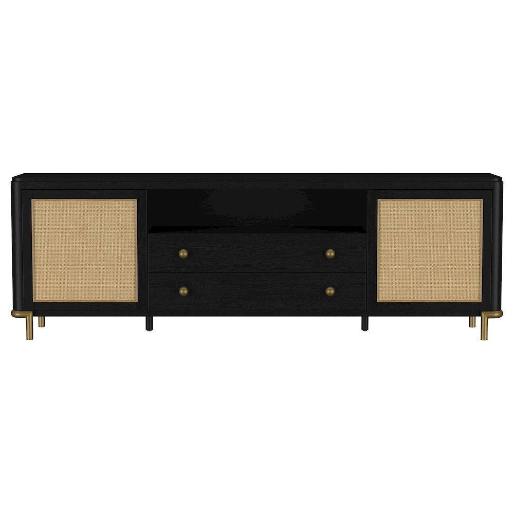 Arini Rattan Cane 2-door TV Stand Media Console Black