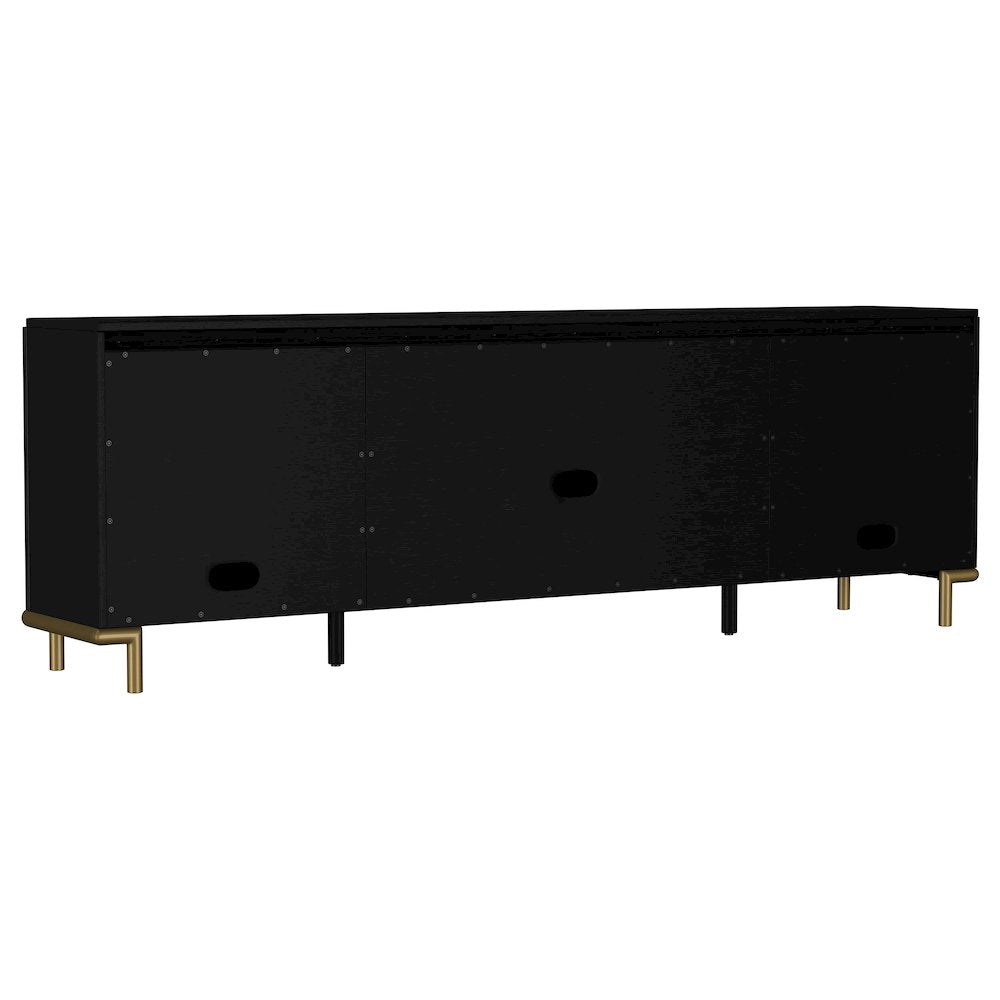 Arini Rattan Cane 2-door TV Stand Media Console Black