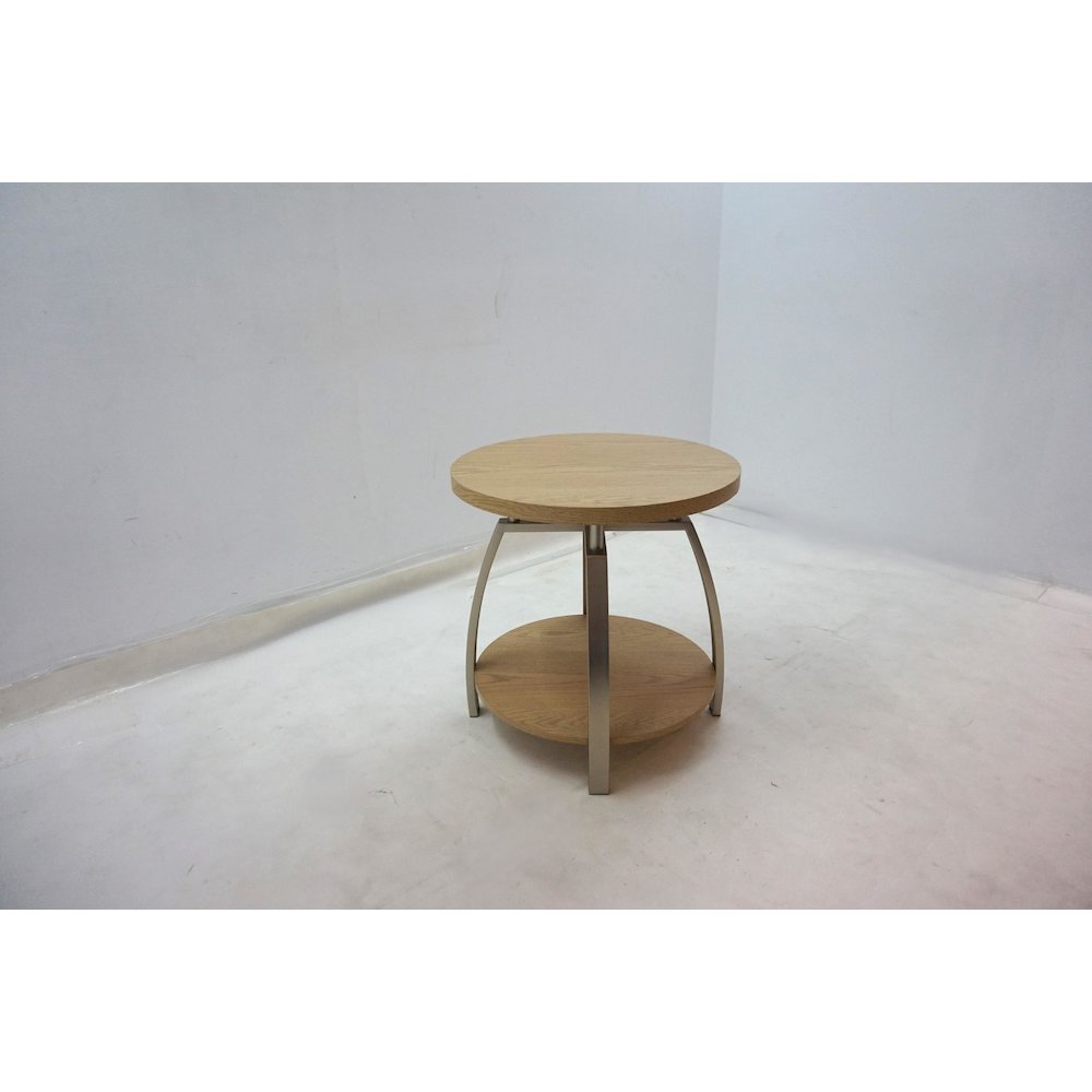 Dacre Round Engineered Wood Top Side End Table Greige