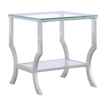 Square Glass Top End Table with Metal Frame for Living Room, Chrome
